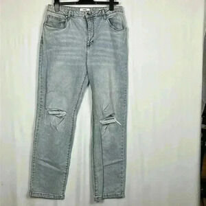 Cotton:On Womens Jeans Light Wash 12 Curvy Straight Leg Distressed Trendy Casual
